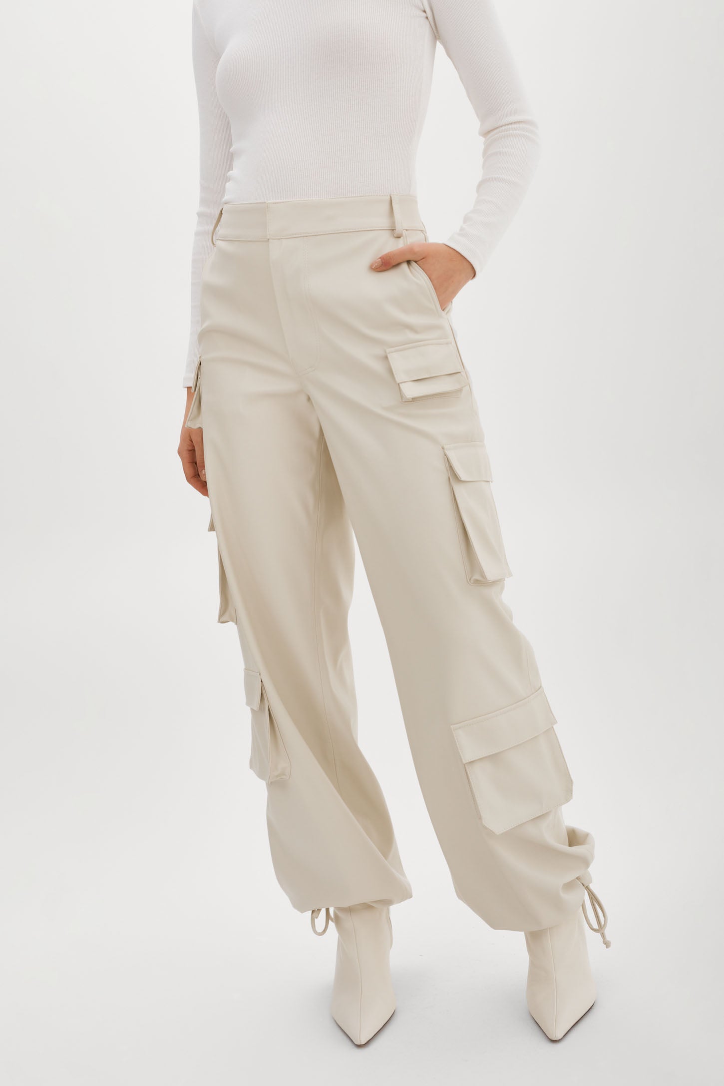 Marni Leather Wide Cargo Pants