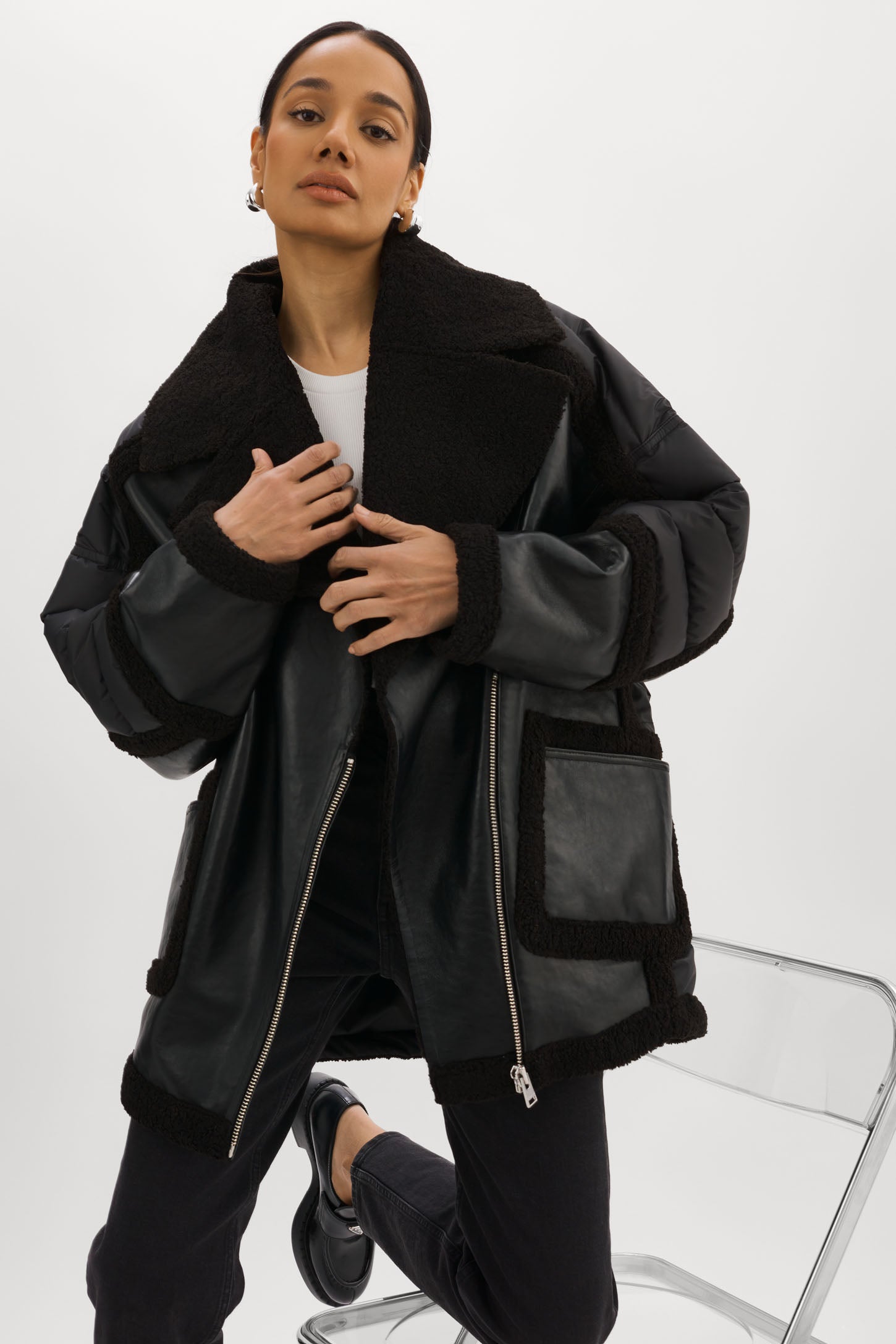 LISA | Oversized Mixed Media Cocoon Jacket