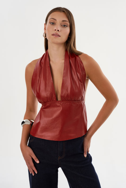 BETHANY | Leather Halter Top