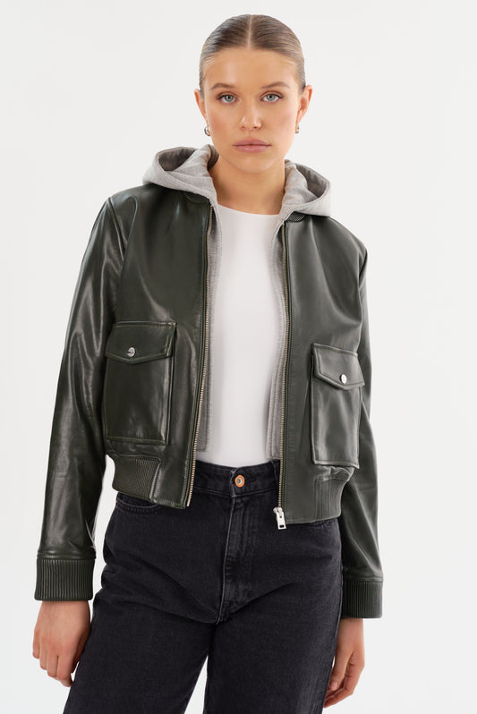 CANDACE | Leather Bomber Jacket