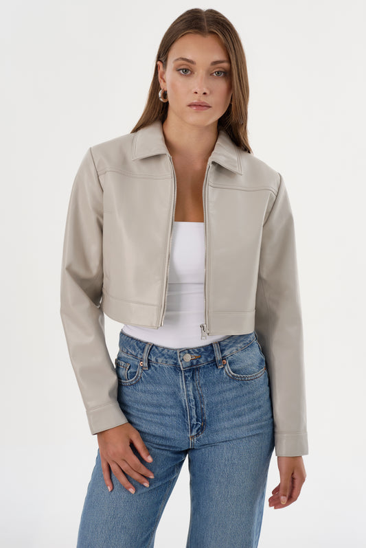 DAMIANA | Recycled Leather Cropped Jacket