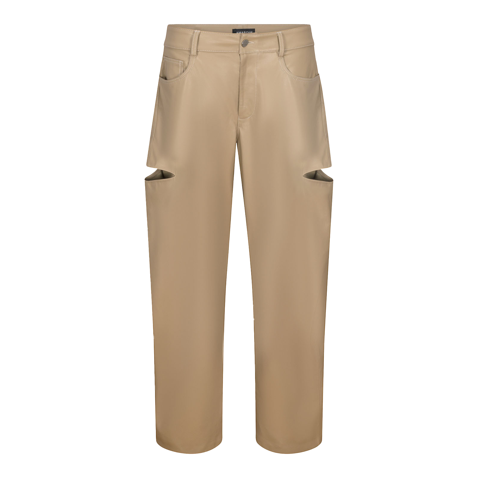 FALEEN | Faux Leather Loose Pants - Wheat / 24
