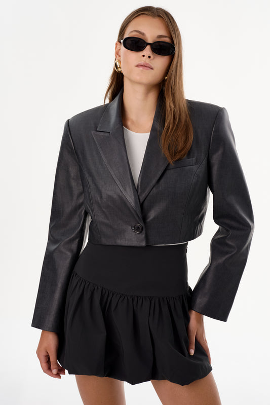 HARMINA | Leather Cropped Blazer