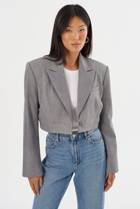 HARMINA | Leather Cropped Blazer