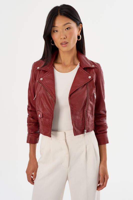 JANIKA | Veste motard courte en cuir