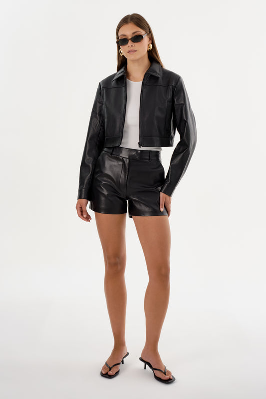 KALDIE | Faux Leather Trouser Short