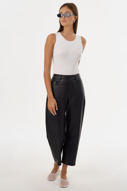 KEEGHAN | Faux Leather Cropped Pant