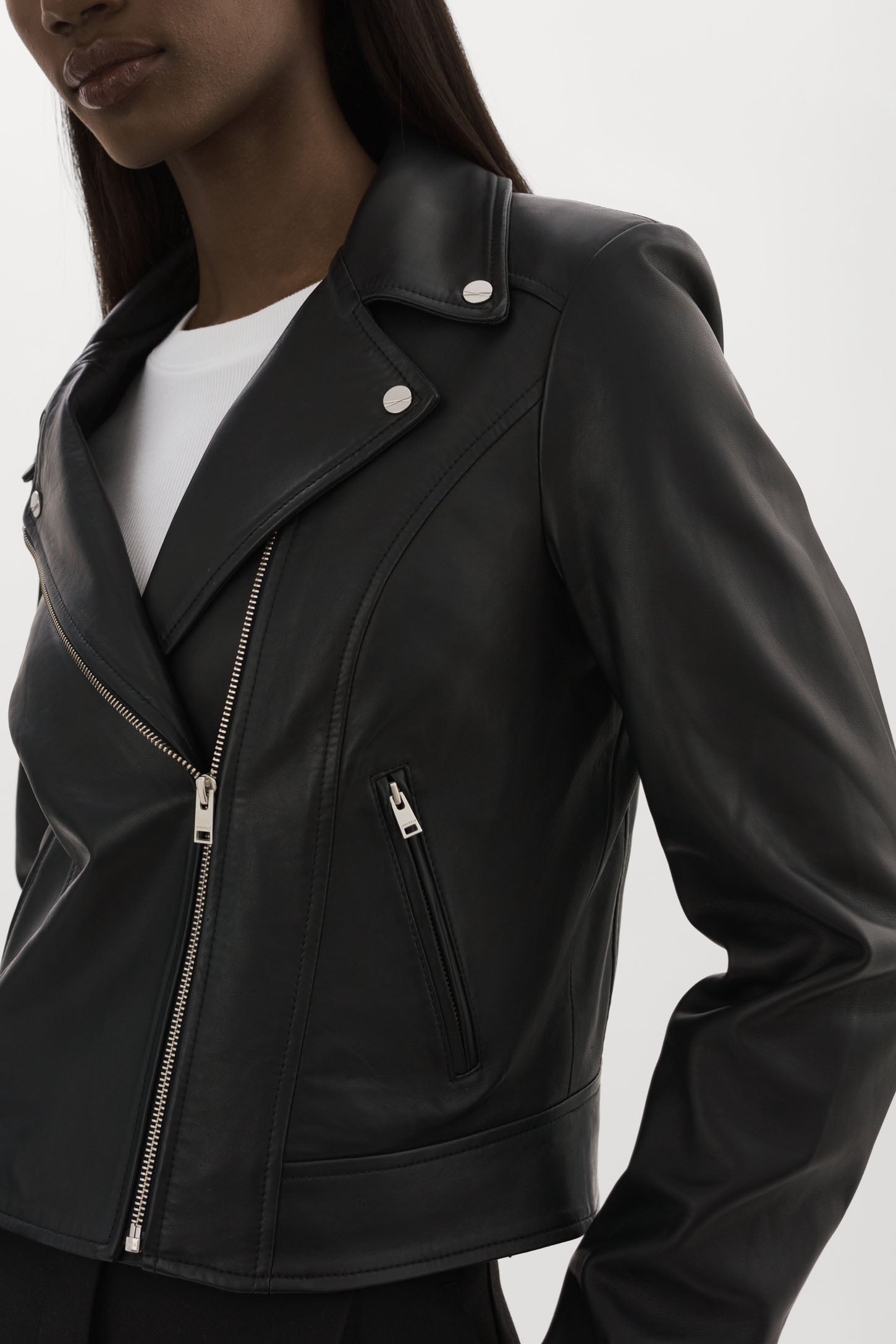 Women's Kelsee Black Leather Biker Jacket
