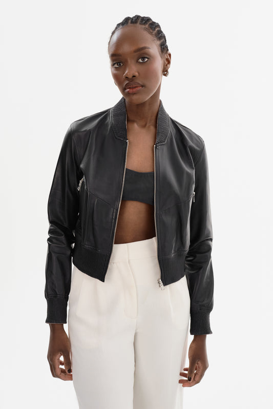 KORDELLA | Reversible Leather Bomber Jacket