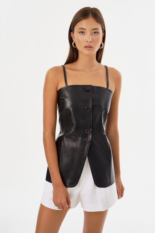 MILANA | Leather Long Bustier Top