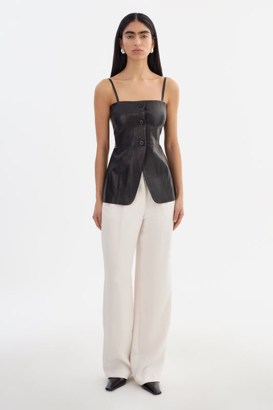 MILANA | Haut bustier long en cuir