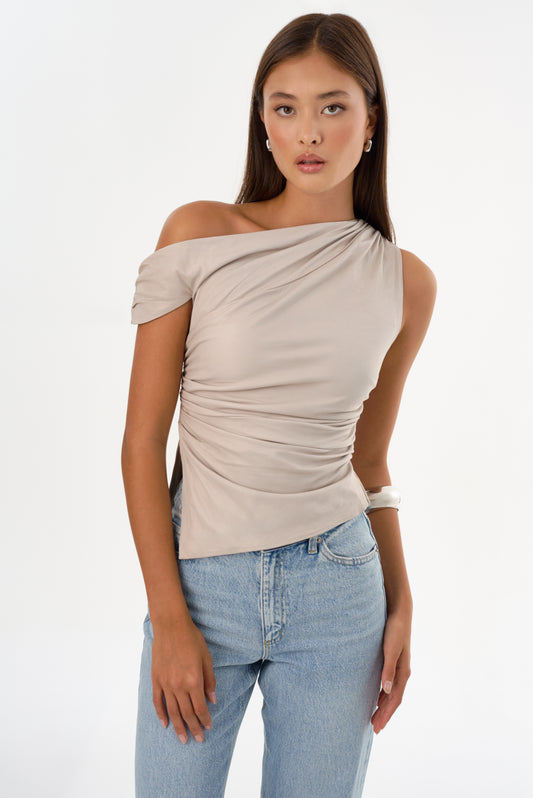 SANNE | Leather Draped Top