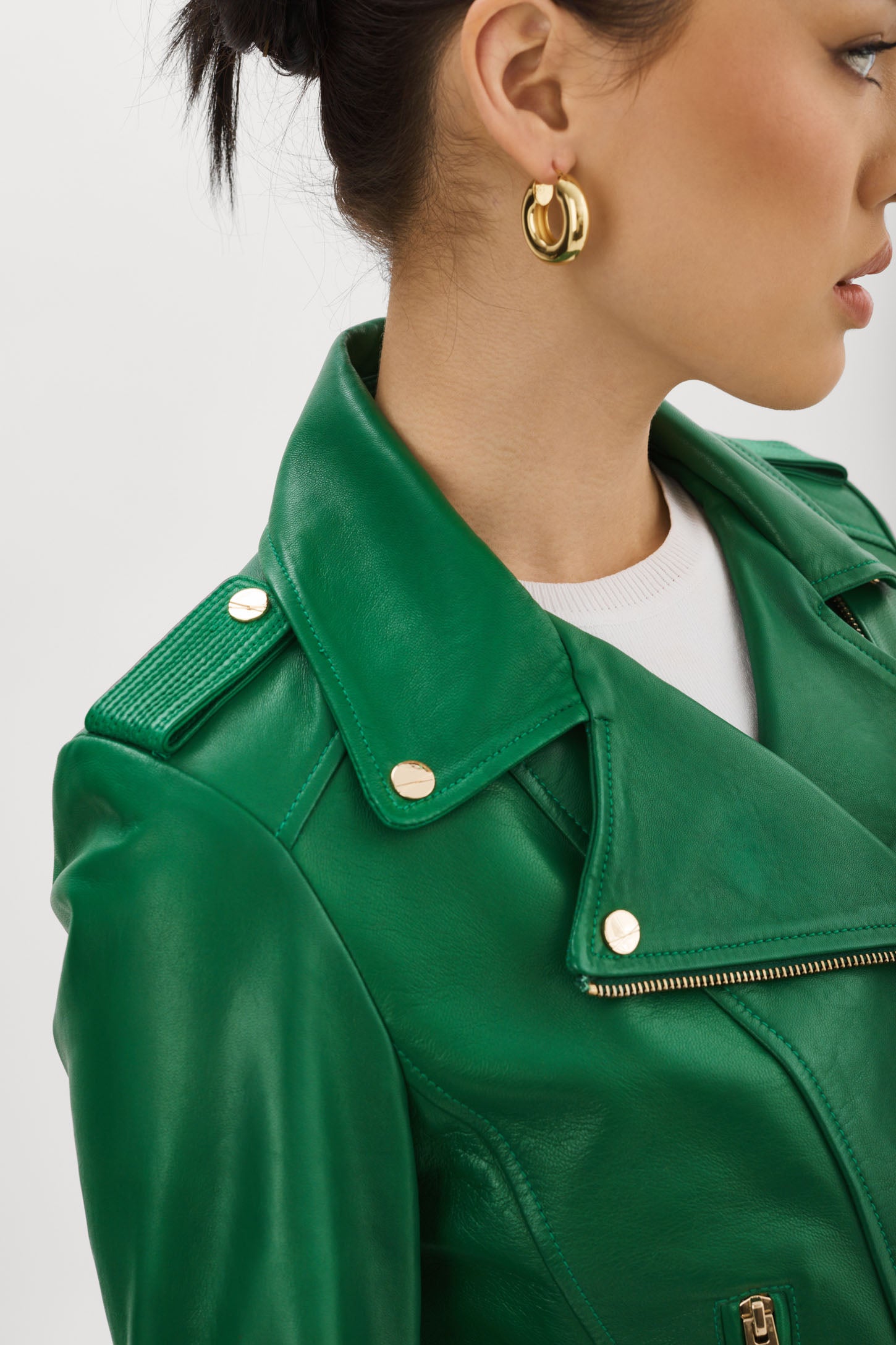 leather jacket green