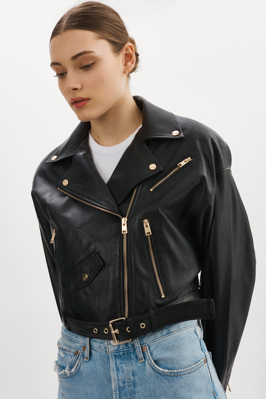 DONNA GOLD  Iconic Leather Biker Jacket – LAMARQUE