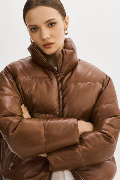 IRIS Leather Puffer Jacket – LAMARQUE