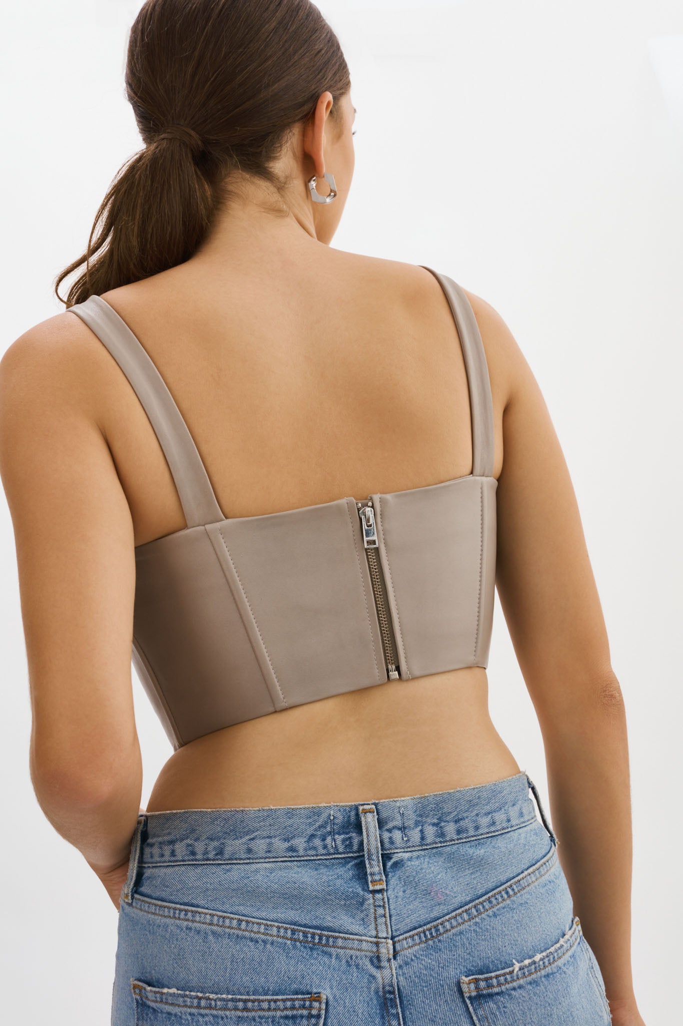Lamarque Tabia Leather Corset Top- Mocha – Styleartist